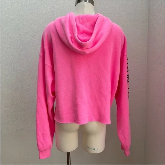Aviator Nation Cropped Hoodie Rare Malibu Chili Cook Off Neon Pink Size Medium - Picture 8 of 11